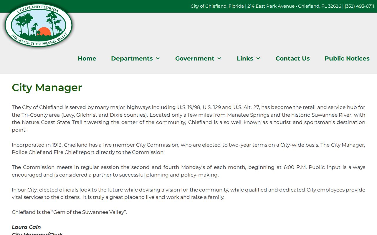 Chiefland public records custodian page