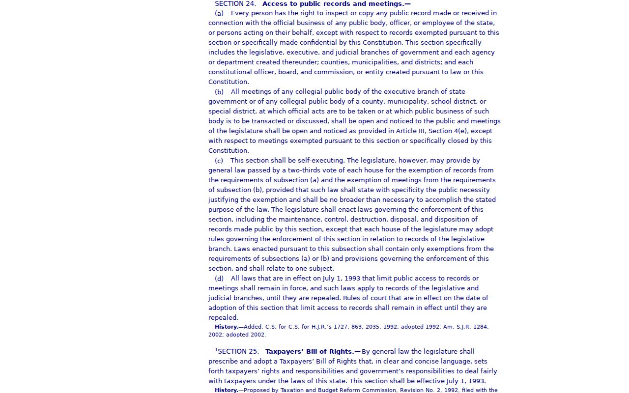 Levy County criminal records Florida constitutional access right