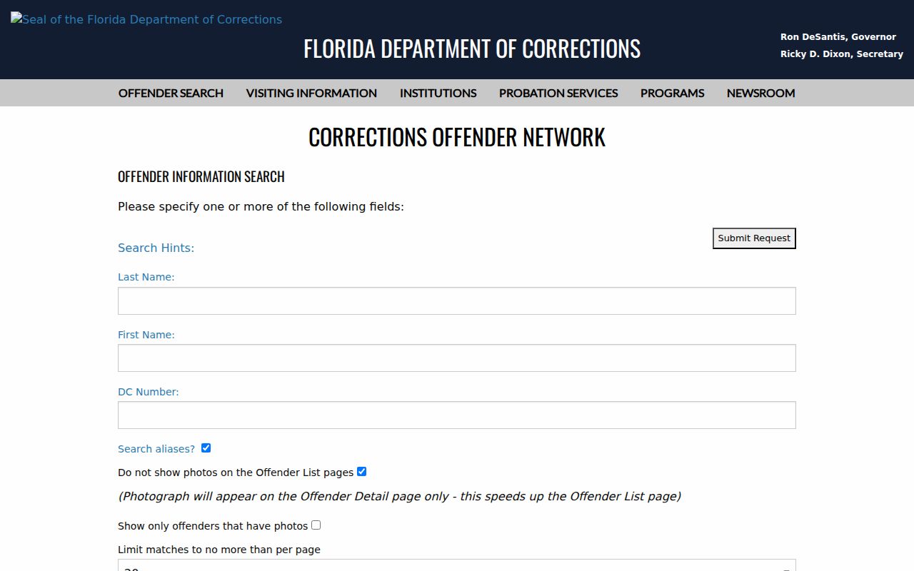 Levy County criminal history Florida corrections offender search