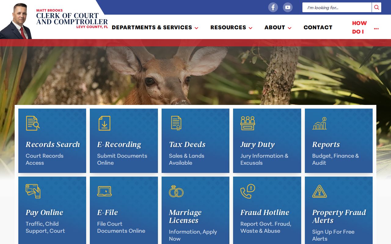 Levy County criminal history Clerk of Court homepage